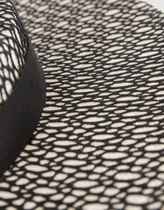 Max Alexander - White & Black lace-covered Boater Hat