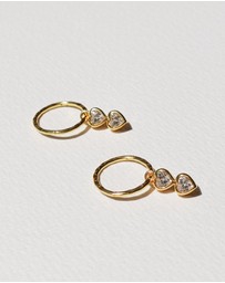 SAINT VALENTINE - Two Of A Kind Heart Mini Hoops - Gold