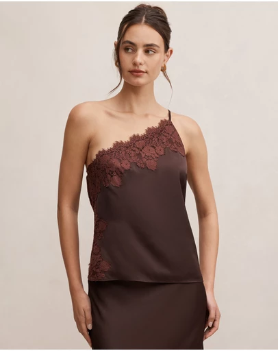 Forever New - Adele One Shoulder Lace Trim Top