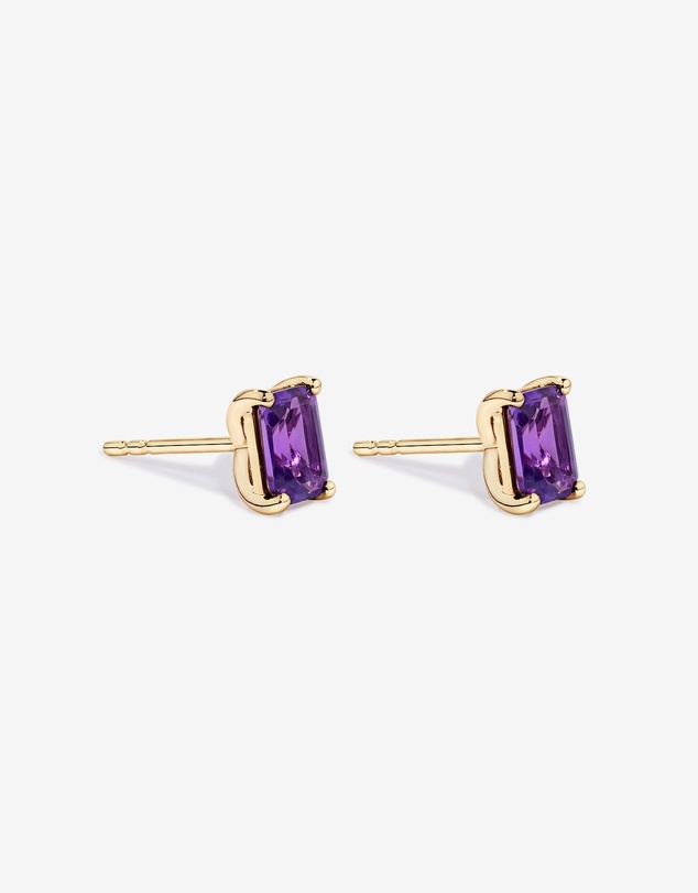 Michael Hill - Emerald Cut Amethyst Earrings in 10kt Yellow Gold