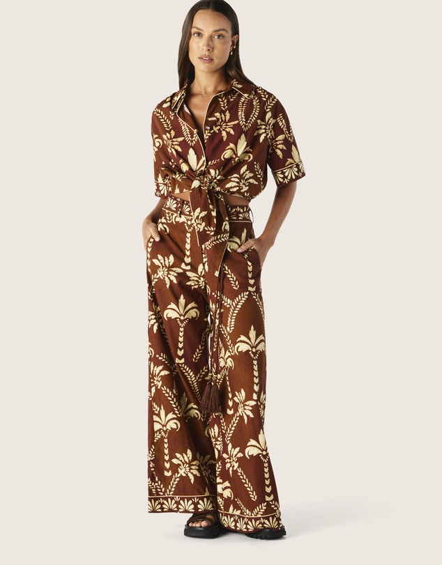 MOS The Label - Deia Print Tie Front Shirt