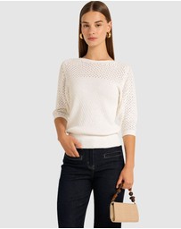 SACHA DRAKE - 3/4 Sleeve Ripple Knit Top