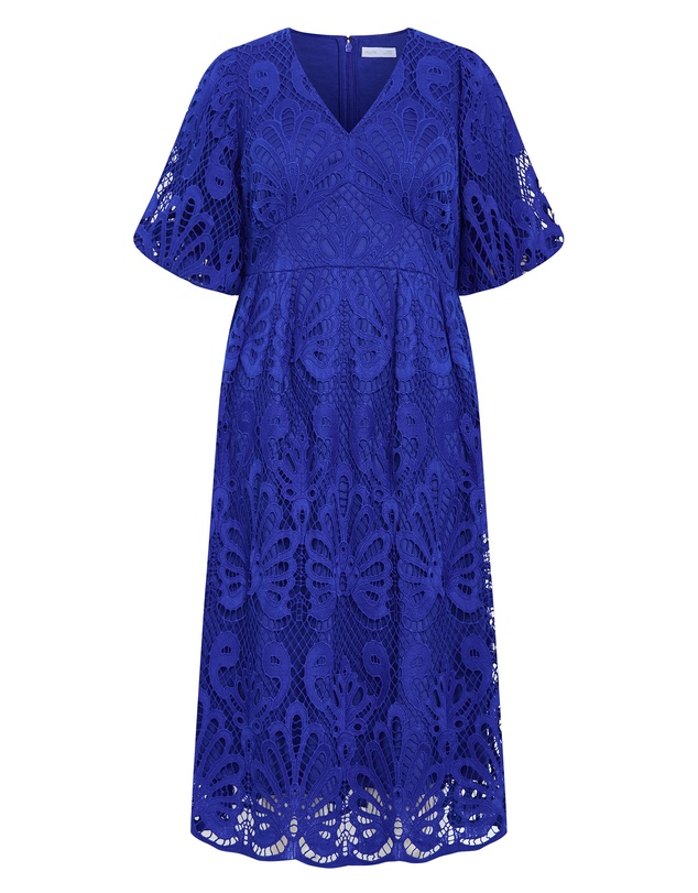City Chic - Plus size Dani Embroidered Midi Dress - ocean blue