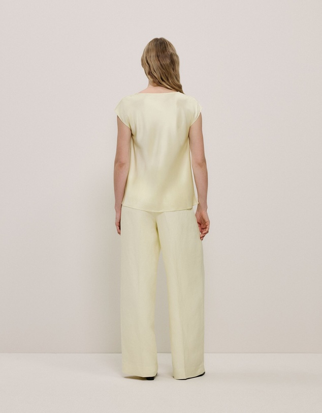 Trenery - Satin Cowl Neck Blouse in Faint Yellow