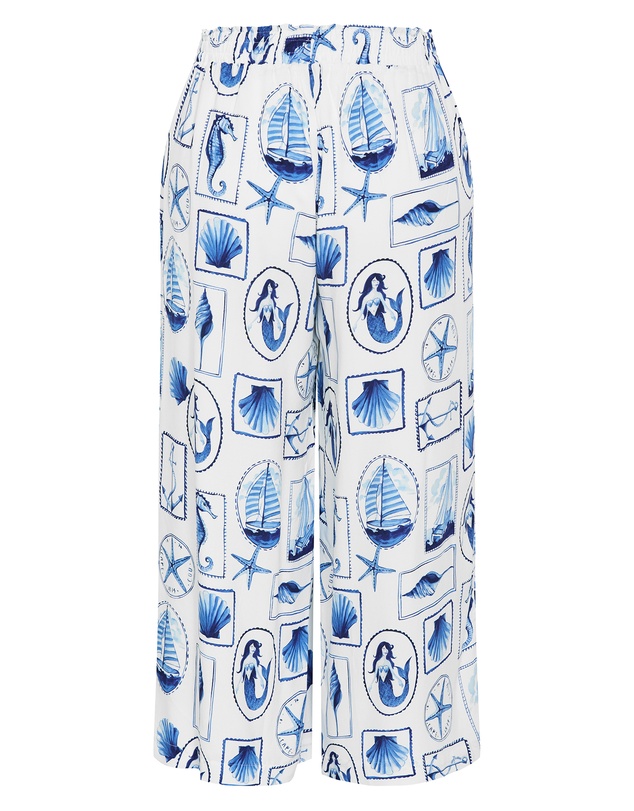 City Chic - Plus size Liana Amalfi Print Pant - white