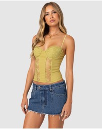EDIKTED - Avena Linen Look Lacey Corset