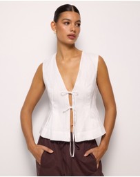 AERE - Linen Tie Front Top