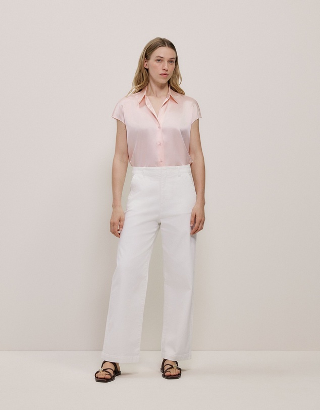Trenery - Silk Satin Cap Sleeve Shirt in Blossom Pink