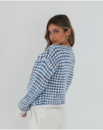 Esther & Co - Aica Cardigan - Blue Print