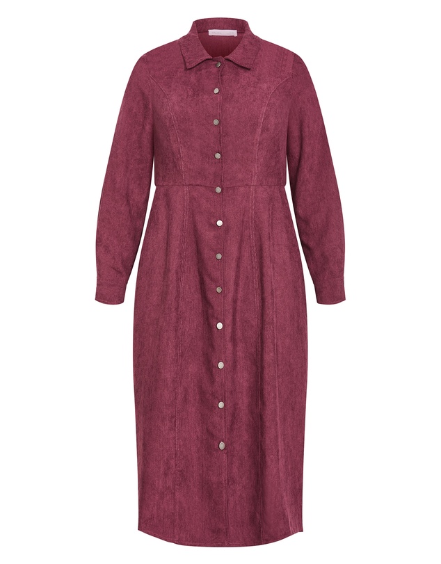 City Chic - Plus size Leia Long Sleeve Midi Dress - bordeaux