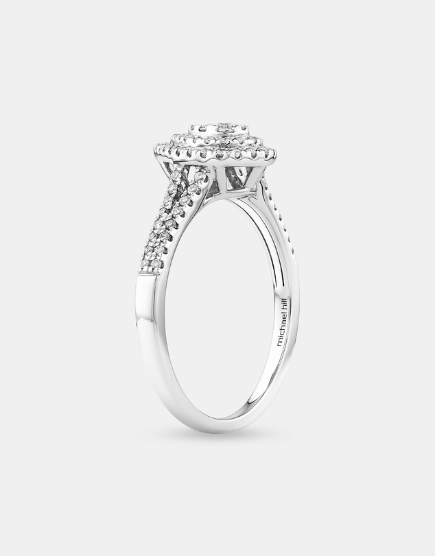 Michael Hill - 0.30 Carat TW Pear Cluster Halo Diamond Ring in 10kt White Gold