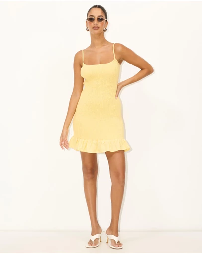Dazie - Ferry Shirred Cotton Mini Dress