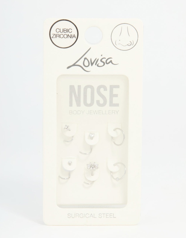 Lovisa - Surgical Steel Cubic Zirconia Flower Nose Piercing Pack