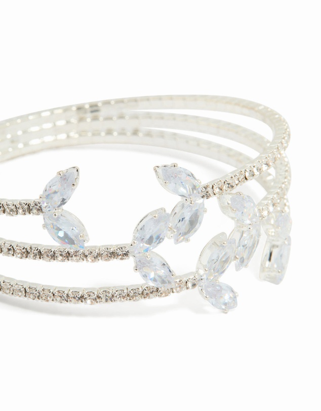 Lovisa - Silver Cubic Zirconia Fishtail Trio Layered Bangle