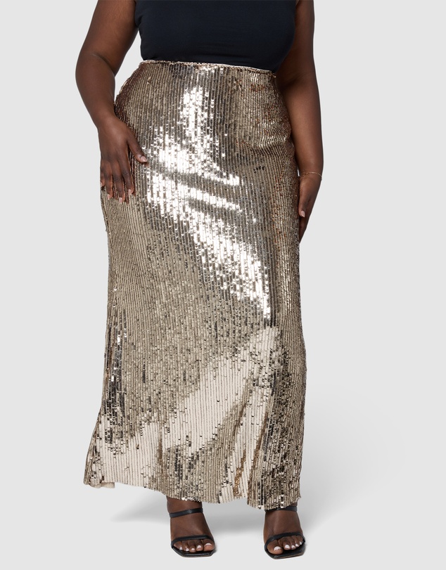 Pink Dusk by Curve Project - Haze Sequin Maxi Skirt