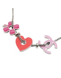 Pre-Loved by Azura Reborn - Pre-Loved CC Silver Plated Enamel Heart and Clover Charm Pendant Necklace