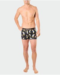 Mitch Dowd - Mitchdowd Mens 3 Pack Trunks in Stripe, Grey and Cockatoo Print