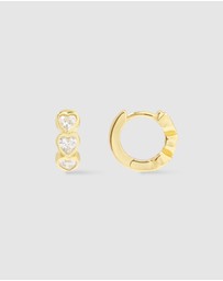 Wanderlust + Co - Heart Bezel Gold 8mm Huggie Earrings