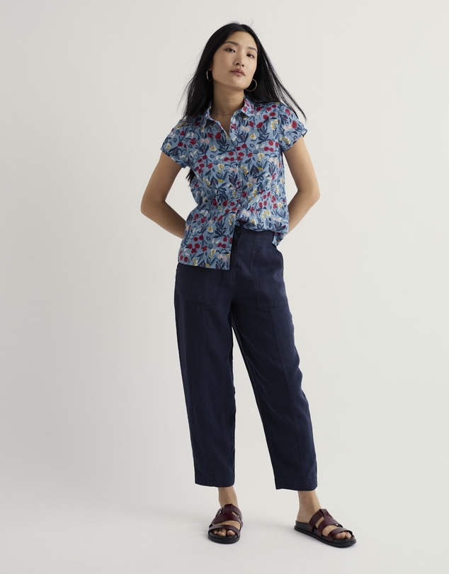 Seasalt - Seasalt Cornwall Blue Rushmaker Short Sleeve Shirt