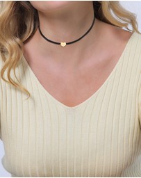 Elli Jewelry - Necklace Choker Heart Satin Ribbon in 925 Sterling Silver Gold Plated