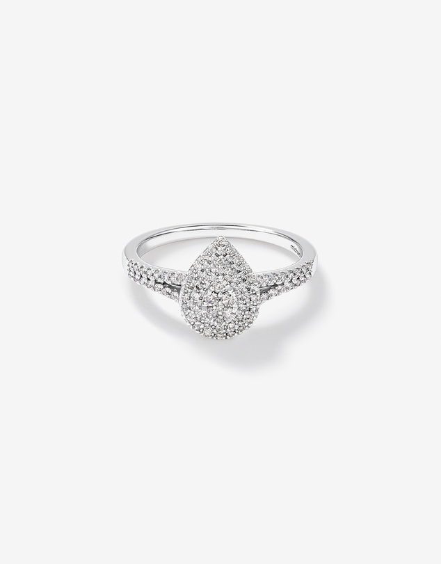 Michael Hill - 0.30 Carat TW Pear Cluster Halo Diamond Ring in 10kt White Gold