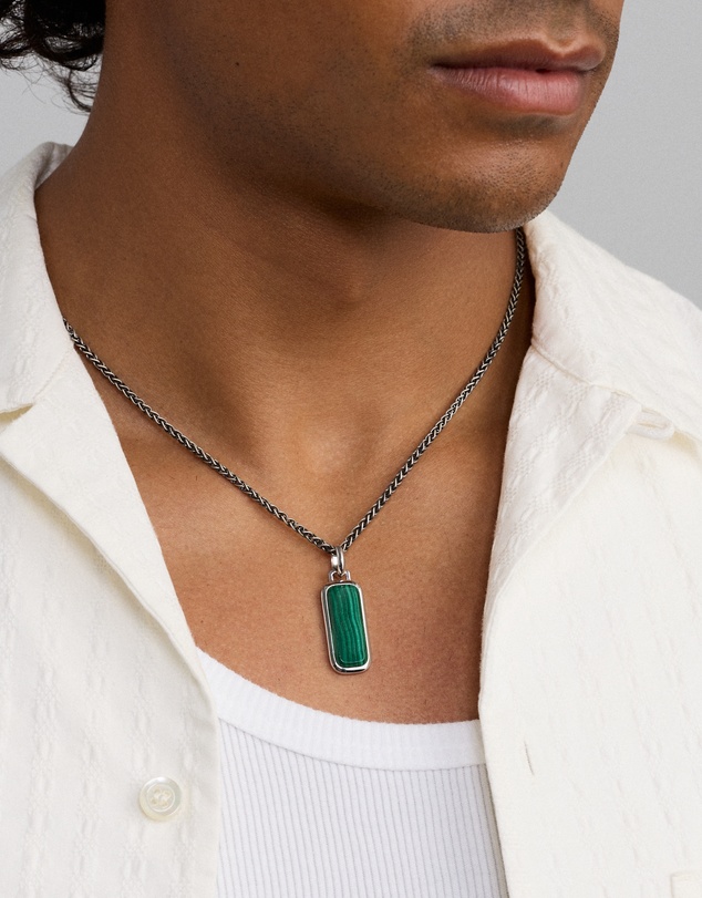 Michael Hill - Malachite Oblong Pendant in Sterling Silver