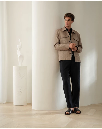 Trenery - Linen Relaxed Tailored Pant in Black