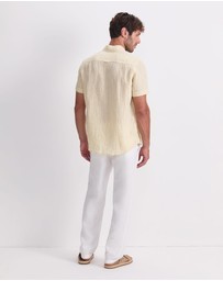 Sportscraft - Stripe Short Sleeve Linen Shirt