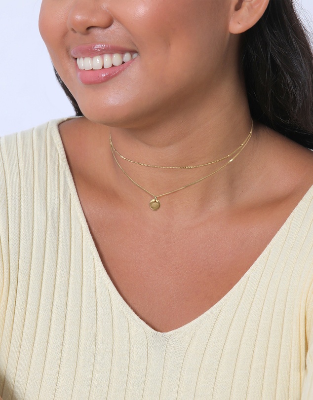 Elli Jewelry - Necklace Choker Layer Platelet in 925 sterling silver gold plated