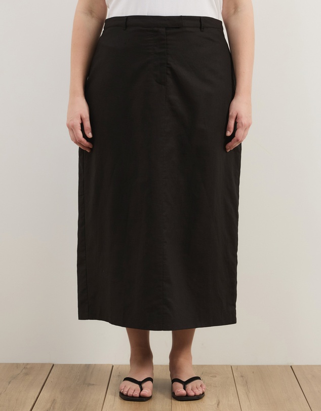 Atmos&Here Curvy - Heidi Linen Blend Midi Skirt