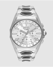 Diesel - D-Curve Silver Tone Chronograph Watches