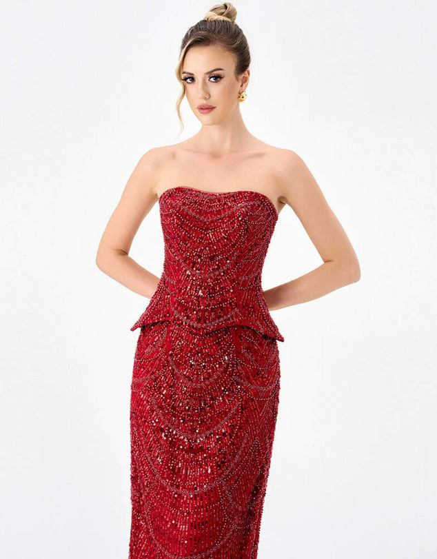 Bariano - Ruzy Peplum Sequin Gown