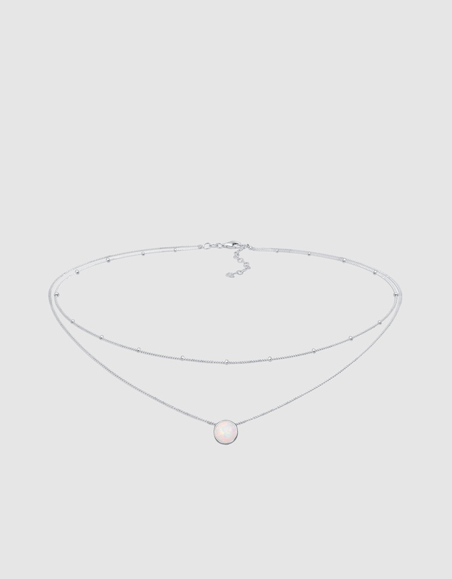 Elli Jewelry - Opal Choker Necklace in 925 Silver
