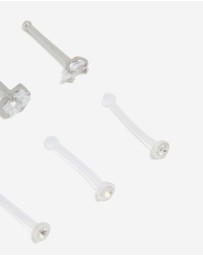 Lovisa - Surgical Steel Cubic Zirconia & Clear Nose Studs 6-Pack