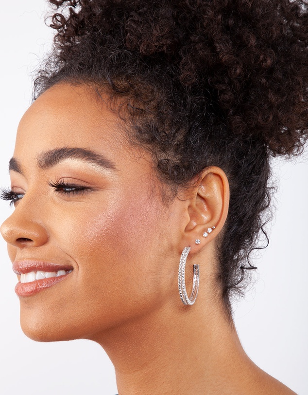 Lovisa - Double Row Diamante Hoop Earrings