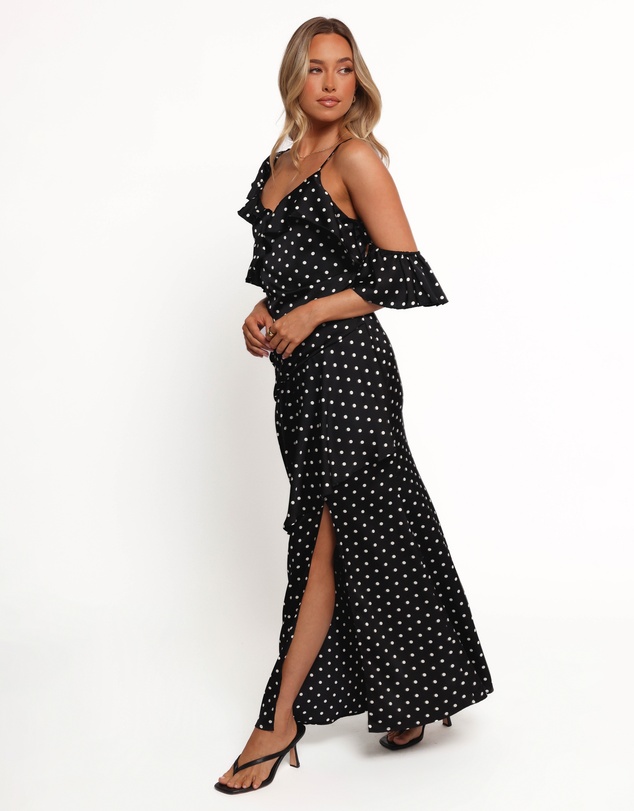 Petal & Pup - Adelina Maxi Dress - Black Polka Dot