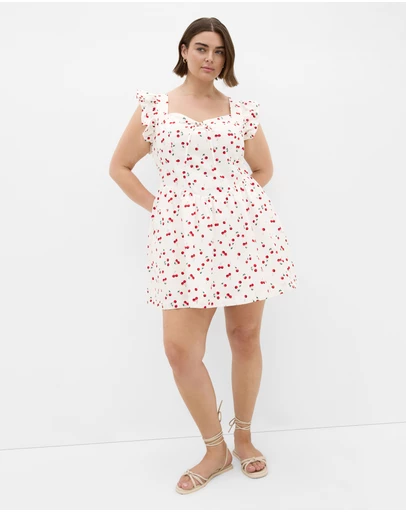 City Chic - Cherry Print Ruffle Mini Dress