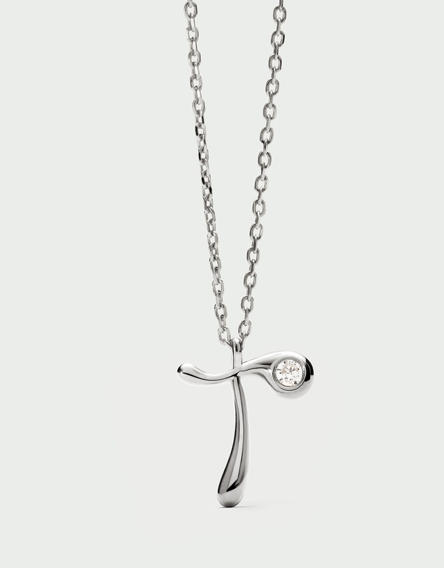 PDPAOLA - Initial 2026 T Silver Pendant Necklace