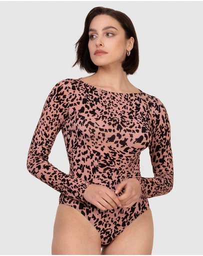 Oh!Zuza - Printed Viscose Boat Neck Long Sleeve Bodysuit