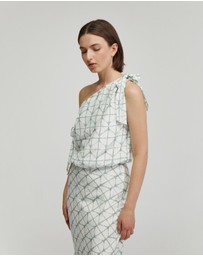 Oxford - Sandy Printed Tie Up Top