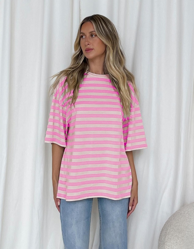 Dazie - Nostalgia Stripe Oversized Boyfriend Tee