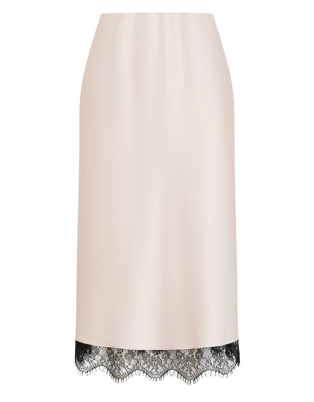 City Chic - Plus size Orielle Contrast Lace Hem Skirt - champagne
