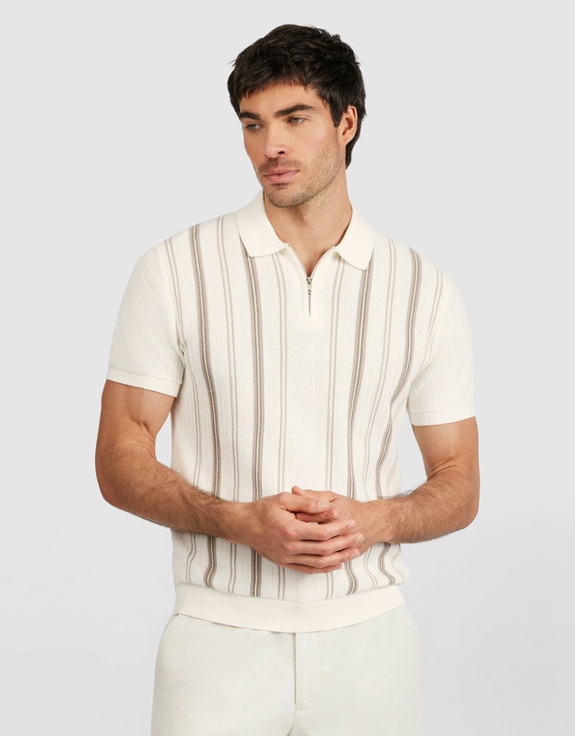 Tarocash - Rune Stripe Zip Knit Polo