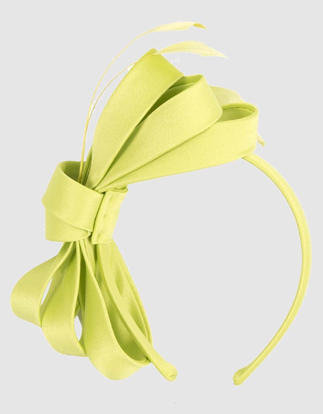 Max Alexander - Large Lime Satin Bow Racing Fascinator