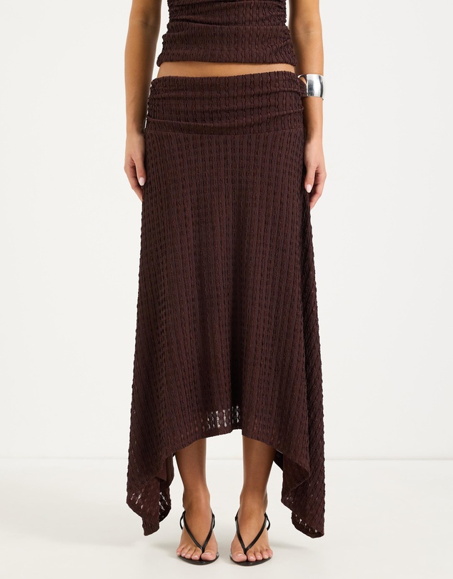 Calli - Raya Jersey Mid Rise Asymmetrical Midi Skirt