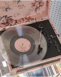 Crosley - Crosley Voyager Bluetooth Portable Turntable - Floral + Bundled Crosley Record Storage Display Stand