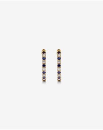 Michael Hill - 0.22 Carat TW Diamond and Created Sapphire Huggie Hoop Earrings in 10kt Yellow Gold