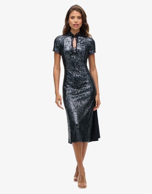 knee length dresses for ladies Superdry Printed Tiered Midi Dress Black Juju Floral Print