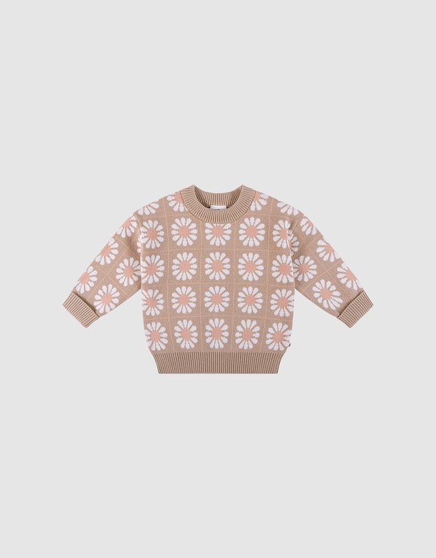Kynd Baby - Knit Jumper in Grid Floral