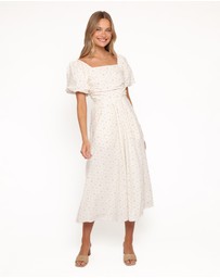 Petal & Pup - Clo Puff Sleeve Midi Dress - White Betty